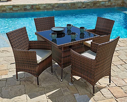 SUNCROWN 5 Piece All-Weather Wicker Dining Set