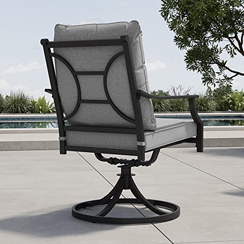 7-Piece Outdoor Dining Set: Patio Swivel Chairs, Grey