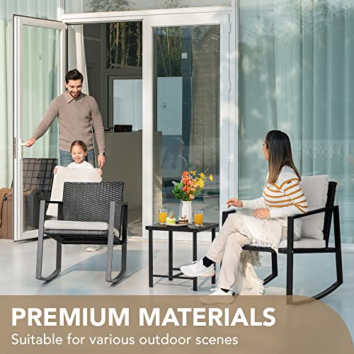 Devoko 3 Piece Wicker Rocking Bistro Set Garden Furniture