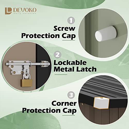 Devoko Lockable Metal Garden Shed Outdoor Storage 5x3FT