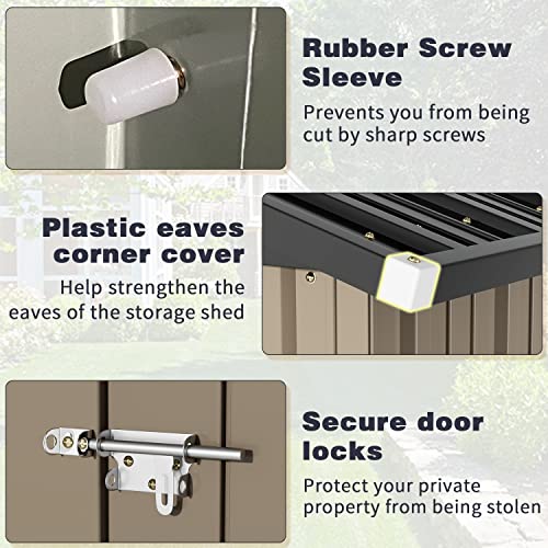 5' x 3' Metal Outdoor Storage Shed for Garden