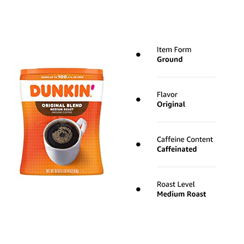 Dunkin' Original Blend Medium Roast Ground Coffee, 30oz