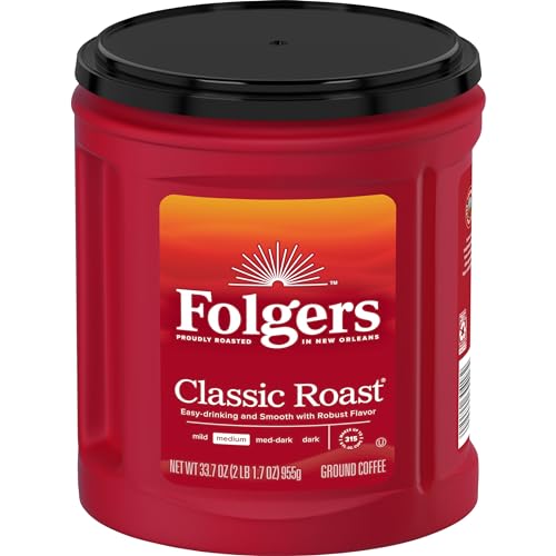 Folgers Classic Roast Ground Coffee, Medium Roast, 33.7oz