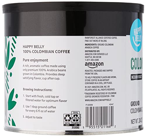 Amazon Brand Happy Belly Colombian Ground Coffee 1.5lb