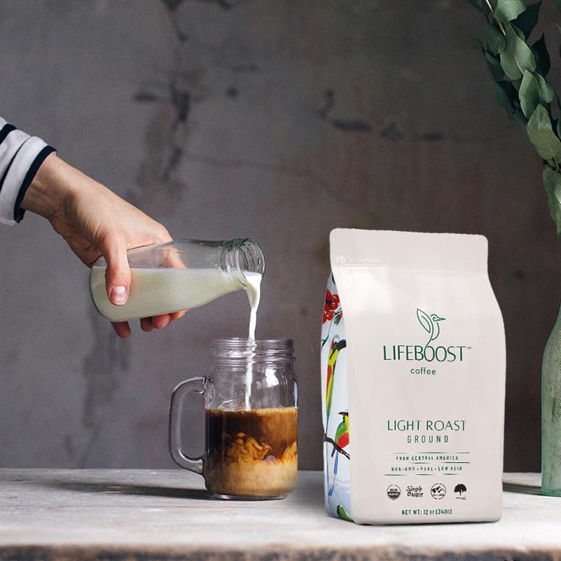 Lifeboost Coffee Light Roast Organic Ground Coffee - Non-GMO