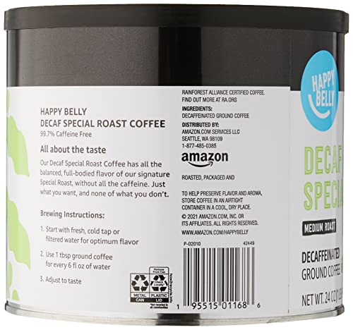 Happy Belly Decaf Canister Ground Coffee, Medium Roast 1.5 lb