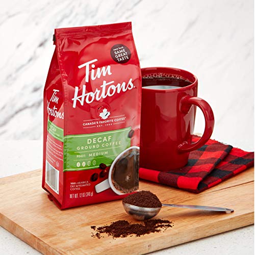 Tim Hortons Decaf Medium Roast Ground Coffee, 100% Arabica