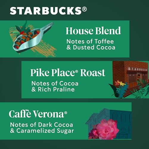 Starbucks Decaf Ground Coffee Variety Pack, Medium & Dark