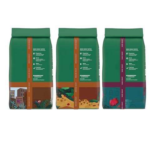 Starbucks Decaf Ground Coffee Variety Pack, Medium & Dark