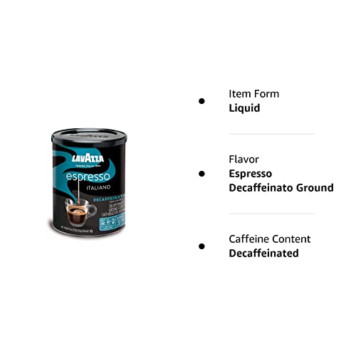Lavazza Decaf Ground Espresso, Medium Roast, 8-Oz Cans (4 Pack)