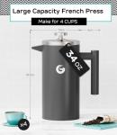 Coffee Gator French Press + Travel Jar - 34oz Gray