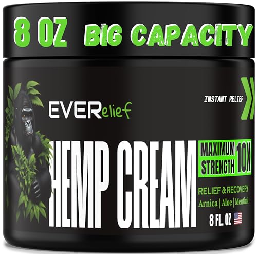 Maximum Strength 8oz Hemp Cream for Muscle & Joint Pain - Made in USA