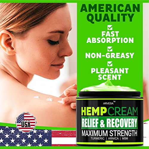 Hemp Cream for Joints, Back, Neck, Elbows - 4 fl oz