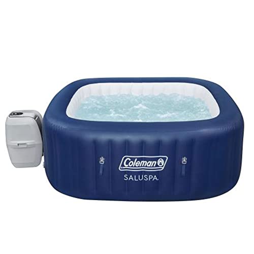 Coleman 90454 Atlantis SaluSpa 71" x 26" 4-6 Person Outdoor Portable Inflatable Square Hot Tub Spa with 140 Air Jets, Cover, and 2 Cartridges, Blue