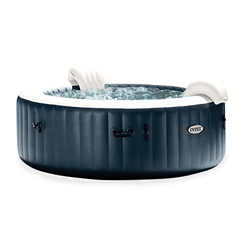 Intex 28431EP PureSpa Plus 85 Inch Diameter 6 Person Portable Inflatable Hot Tub Spa with 170 Bubble Jets and Built In Heater Pump, Blue