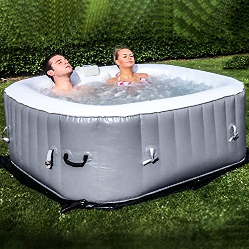 AquaSpa #WEJOY Portable Hot Tub 61X61X26 Inch Air Jet Spa 2-3 Person Inflatable Square Outdoor Heated Hot Tub Spa with 120 Bubble Jets