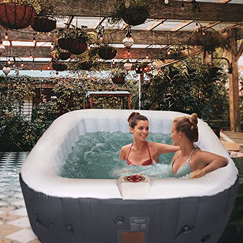 AquaSpa #WEJOY Portable Hot Tub 61X61X26 Inch Air Jet Spa 2-3 Person Inflatable Square Outdoor Heated Hot Tub Spa with 120 Bubble Jets