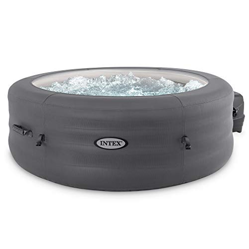 Intex 28481E Simple Spa 77in x 26in 4-Person Outdoor Portable Inflatable Round Heated Hot Tub Spa with 100 Bubble Jets, Filter Pump, and Cover, Black