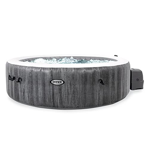 Intex 28441EP PureSpa Plus 85 Inch Diameter 6 Person Portable Inflatable Hot Tub Spa with 170 Bubble Jets and Built in Heater Pump, Greywood