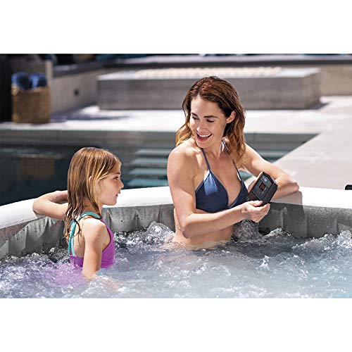 Intex PureSpa Greywood Deluxe 85" x 25" Outdoor Portable Inflatable 6 Person Round Hot Tub Spa with Bubble Jets, Hardwater Treatment, Filter and Cover