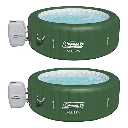 Coleman SaluSpa 6 Person Inflatable Outdoor Hot Tub Spa with Soothing Massage AirJets, Filter Cartridges, and Insulated Cover, (2 Pack)