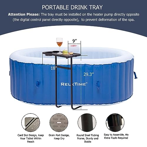 RELXTIME Inflatable Portable Hot Tub 2 Person Outdoor Air Jet Spa Oval Blow Up Hottubs with 100 Bubble Jets and Built in Heater Pump, Side Table, 2 Non-Slip Spa Seat, 2 Filter Cartridge
