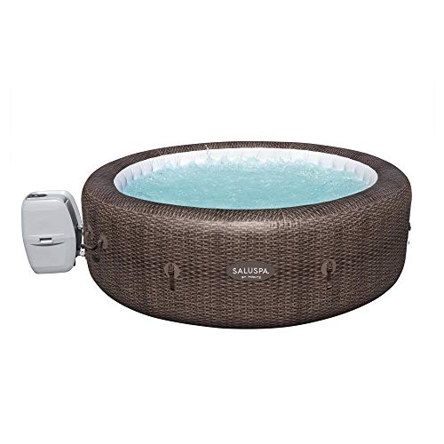 Bestway St. Moritz SaluSpa 2 to 7 Person Inflatable Round Outdoor Hot Tub with 180 Soothing AirJets, Filter Cartridge, Pump, & Insulated Cover, Brown