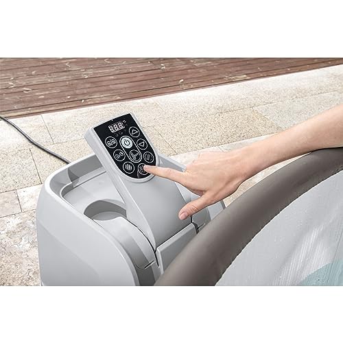 Coleman Napa SaluSpa 2-7 Person Inflatable Round Outdoor Hot Tub Spa with 180 Soothing AirJets, 2 Filter Cartridges, and Insulated Cover, Gray Wood