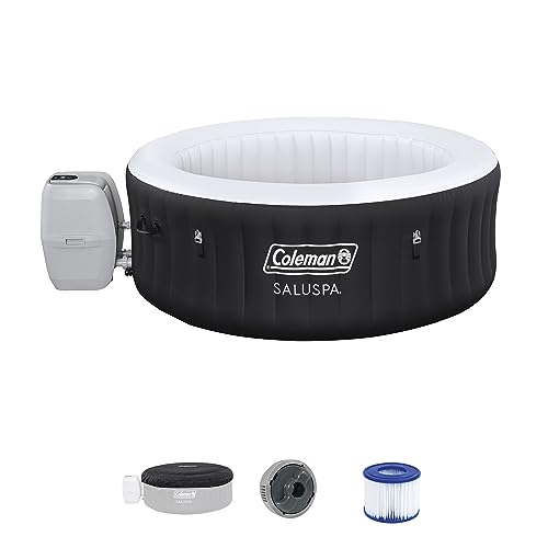 Coleman SaluSpa 2 to 4 Person Inflatable Round Outdoor Hot Tub Spa with 60 Soothing AirJets, Filter Cartridges, and Insulated Cover, Black