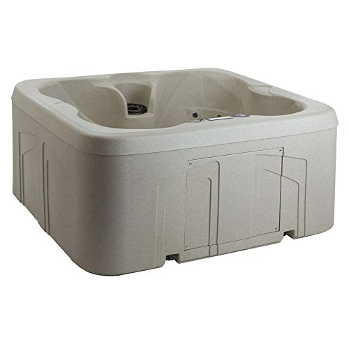 Life Smart 4 Person Plug and Play Thermal Friction Heating Square Hot Tub Spa with 13 Jets, Cover, and Multi Color LED Lighting System, Beige