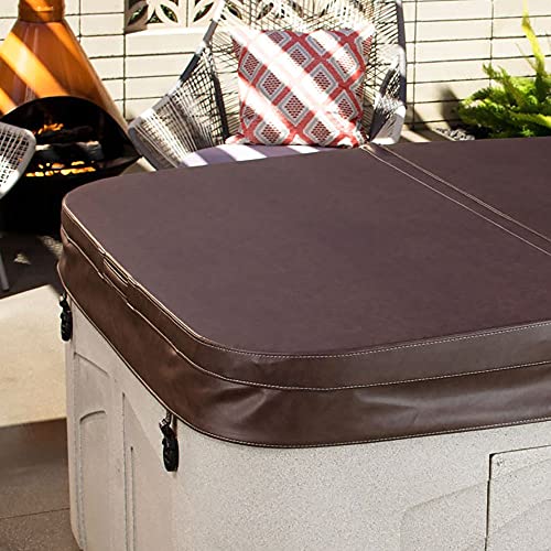 Life Smart 4 Person Plug and Play Thermal Friction Heating Square Hot Tub Spa with 13 Jets, Cover, and Multi Color LED Lighting System, Beige