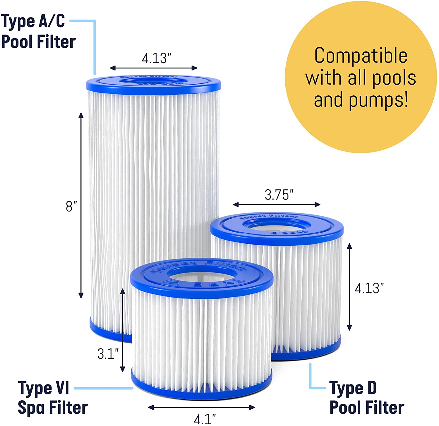 SUNSET VI Hot Tub Filters (4 Pack)