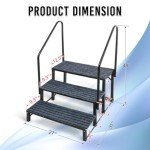 Fumingpal Non-Slip 3-Step Hot Tub Steps with Handrail
