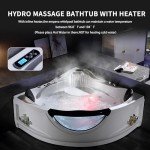 Empava 59" Corner Whirlpool Bathtub with Heater