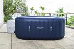 Bestway Hawaii SaluSpa 6 Person Inflatable Square Outdoor Hot Tub with 114 Soothing AirJets, Filter Cartridges, Pump, and Insulated Cover, Blue