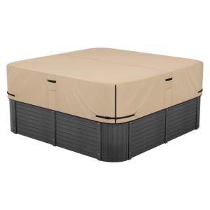 VEVOR Outdoor Hot Tub Cover, 90 x 90 x 20 Inch Weatherproof and Waterproof Hot Tub Cover Protector, 600D Heavy Duty Oxford Fabric and 950N Tearing Strength, Square Spa Covers for Hottub, Brown