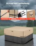 VEVOR Outdoor Hot Tub Cover, 90 x 90 x 20 Inch Weatherproof and Waterproof Hot Tub Cover Protector, 600D Heavy Duty Oxford Fabric and 950N Tearing Strength, Square Spa Covers for Hottub, Brown