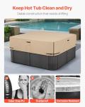 VEVOR Outdoor Hot Tub Cover, 90 x 90 x 20 Inch Weatherproof and Waterproof Hot Tub Cover Protector, 600D Heavy Duty Oxford Fabric and 950N Tearing Strength, Square Spa Covers for Hottub, Brown