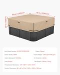 VEVOR Outdoor Hot Tub Cover, 90 x 90 x 20 Inch Weatherproof and Waterproof Hot Tub Cover Protector, 600D Heavy Duty Oxford Fabric and 950N Tearing Strength, Square Spa Covers for Hottub, Brown