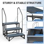 RV Steps Spa Steps with Handrail - 3 Step Hot Tub Steps Trailer Steps Mobile Home Stairs for 5th Wheel RV, Trailer, Hot Tub, Pool, Porch with Non-Slip Mats