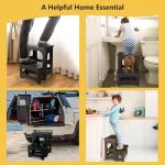 AMOISE Amoise Folding 2-Step Stool, Non-Slip Portable Footstool 8'' & 17'' Dual Heights, Holds 300 lbs, Portable Footstool for Kitchen Home Toilet Bedroom Office Bathroom RV(Black)