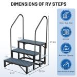 RV Steps Spa Steps with Handrail - 3 Step Hot Tub Steps Trailer Steps Mobile Home Stairs for 5th Wheel RV, Trailer, Hot Tub, Pool, Porch with Non-Slip Mats
