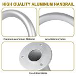 HomiShare Aluminum Dock Handrail, 24" x 13" Dock Boarding Handrail, Dock & Boat Aluminum Safety Grab Bar, 36in Swimming Pool Handrail & Hot Tub Handrail, Silver