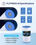 POOLPURE PRB35-IN Spa Filter Replaces Unicel C-4335, Guardian 409-219, Filbur FC-2385, 03FIL1300, 17-2482, 25393, 303557, 817-3501, R173431, 35 sq.ft, 5 X 9 Drop in Hot Tub Filter, 2 Pack