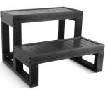 Hot Tub Steps,Universal Spa Steps,Two Steps Wide Hot Tub Steps,Non-Slip Waterproof Wood Looking Plastic Hot Tub Steps Outdoor Suitable for Any Size Hot Tub (Black)