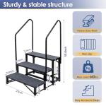 Airynee 3-Step RV Steps with Dual Handrails – Heavy-Duty RV Stairs for Camper, Hot Tub, Trailer & Porch with Non-Slip Mats