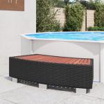 vidaXL Spa/Hot Tub Step, Powder-Coated Steel Frame, Eucalyptus Tropical Hardwood, Durable Black PE Rattan, UV Resistant & Weatherproof, Easy Assembly & Clean, 17.7" x 36.2" x 9.9"