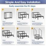Airynee 3-Step RV Steps with Dual Handrails – Heavy-Duty RV Stairs for Camper, Hot Tub, Trailer & Porch with Non-Slip Mats