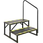 TOCRETOARE RV Steps with Handrail, Hot Tub 2 Steps with Handrail, Portable Stairs Steps for 5th Wheel RV, Mobile Home Stairs Outdoor RV Step Ladder for Camper and Porch with Non Slip Assist Handrail