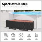 vidaXL Spa/Hot Tub Step, Powder-Coated Steel Frame, Eucalyptus Tropical Hardwood, Durable Black PE Rattan, UV Resistant & Weatherproof, Easy Assembly & Clean, 17.7" x 36.2" x 9.9"